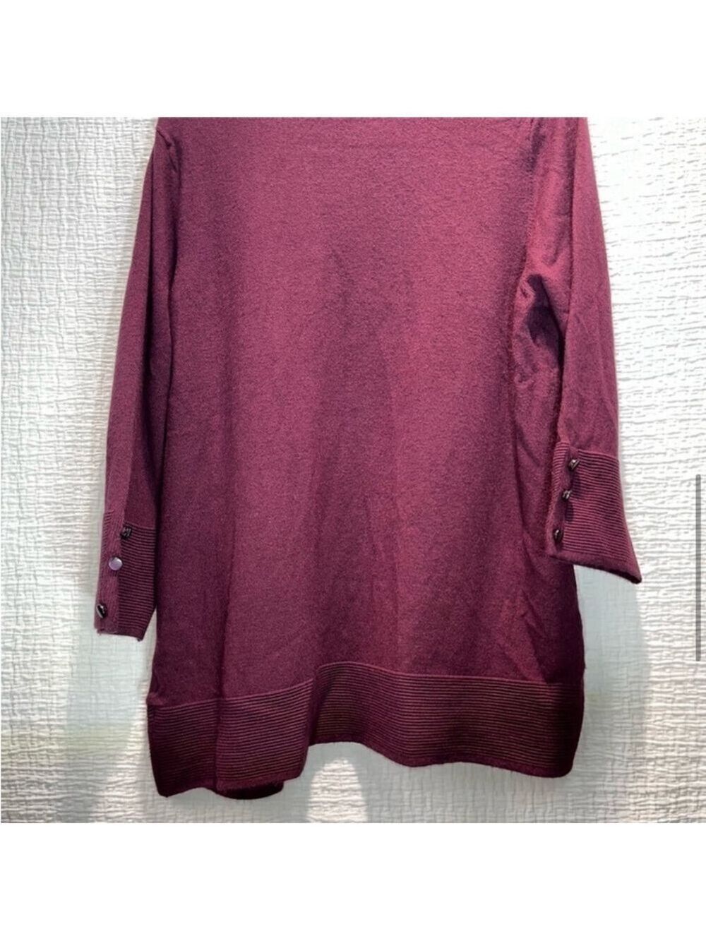 Evolution by Cyrus Ribbed Cardigan XS Red Burgundy Open Front Knit Lightweight - Picture 4 of 14
